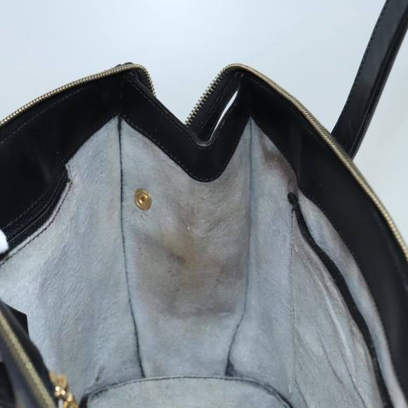 CELINE Macadam Canvas Hand Bag PVC Leather Black Gold Auth 91011 - Picture 11 of 16